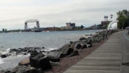 View of Bridge and Vietnam Memorial- Lakewalk Duluth MN