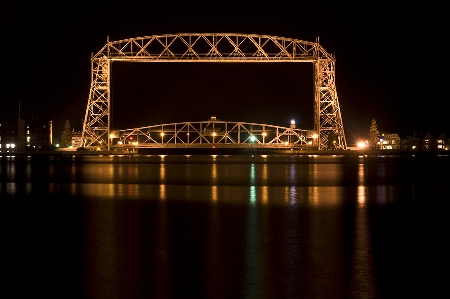 Aerial Lift Bridge at Night